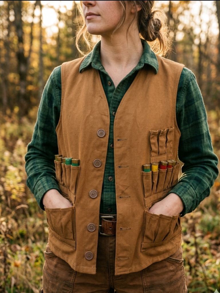 Vintage Men's Brown Canvas Hunting Vest - Rugged Outdoor Workwear